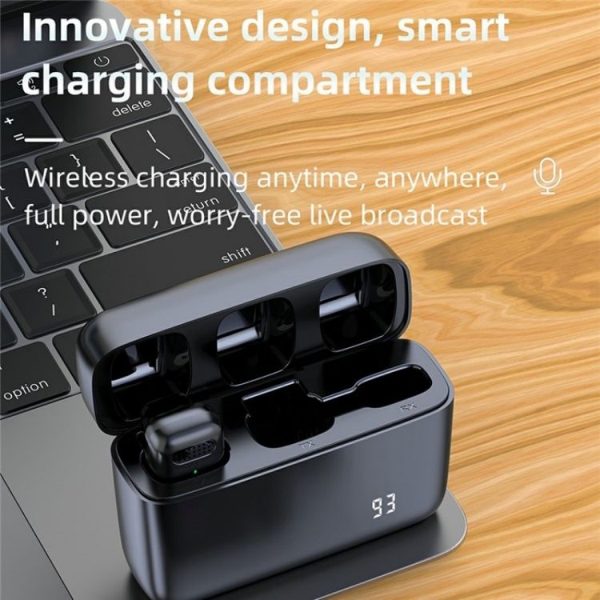 K13 2 in 1 Lavalier Wireless Microphone with 8 Pin Receiver & Charging Station - Image 2