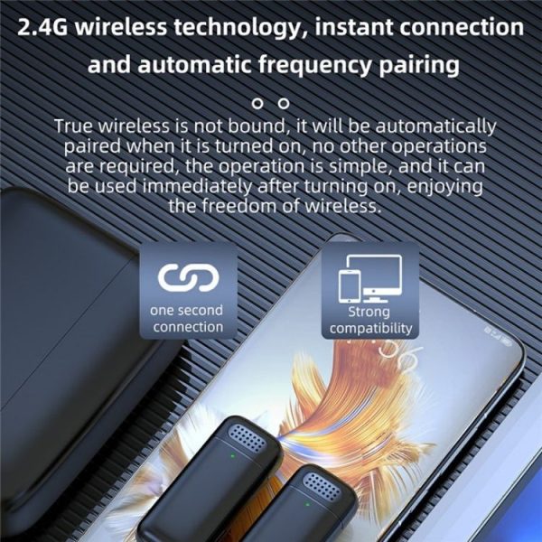 K13 2 in 1 Lavalier Wireless Microphone with 8 Pin Receiver & Charging Station - Image 3