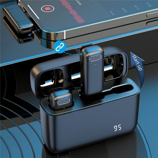 K13 2 in 1 Lavalier Wireless Microphone with 8 Pin Receiver & Charging Station - Image 5