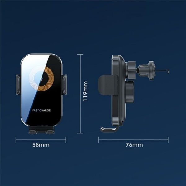 X12 Car Air Vent Touch Sensing Wireless Phone Charger Holder (Black) - Image 10