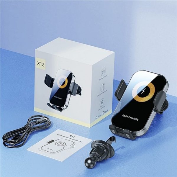 X12 Car Air Vent Touch Sensing Wireless Phone Charger Holder (Black) - Image 11