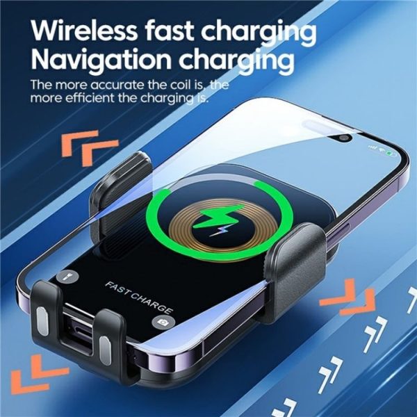 X12 Car Air Vent Touch Sensing Wireless Phone Charger Holder (Black) - Image 2