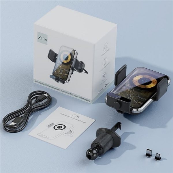 X11s 66W High Power Transparent Car Wireless Charger Phone Bracket (Titanium) - Image 9