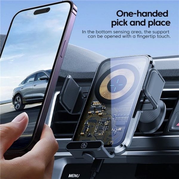 X11s 66W High Power Transparent Car Wireless Charger Phone Bracket (Silver) - Image 2