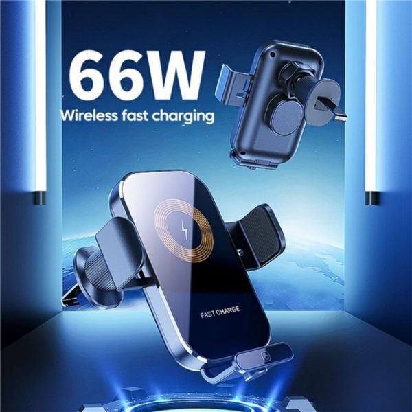 X12s Car Air Vent Wireless Charger 66W High Power Intelligent Induction Holder (Silver) - Image 3