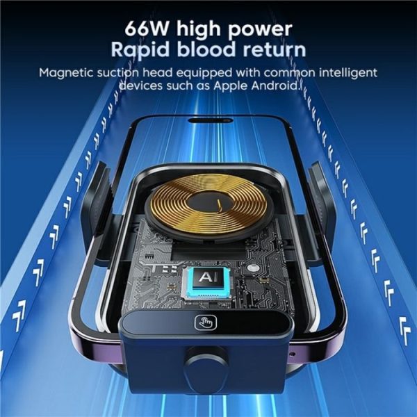 X12s Car Air Vent Wireless Charger 66W High Power Intelligent Induction Holder (Silver) - Image 4