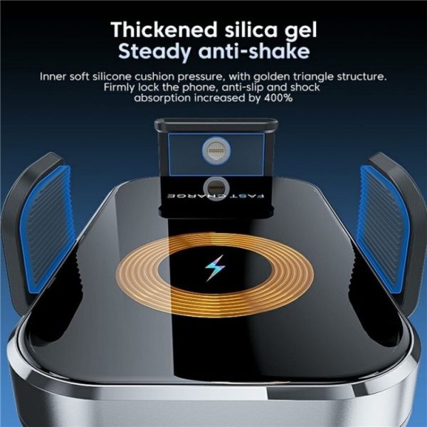 X12s Car Air Vent Wireless Charger 66W High Power Intelligent Induction Holder (Silver) - Image 7