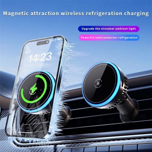 T1 With RGB Light Semiconductor Refrigeration Car Air Outlet Magnetic Wireless Charger - Image 3