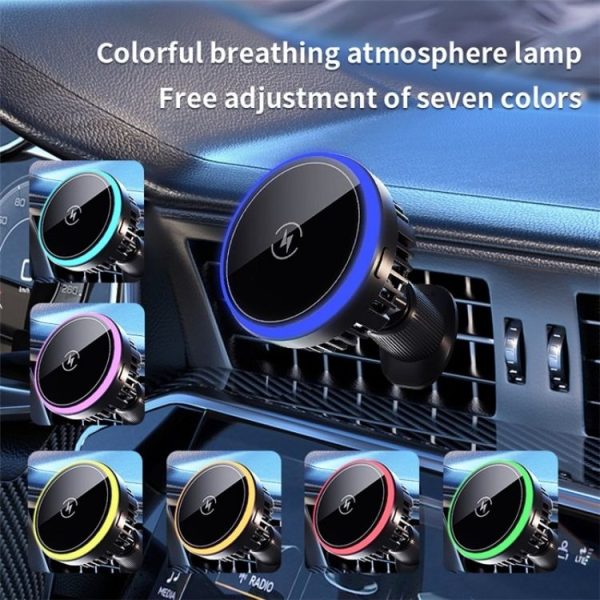 T1 With RGB Light Semiconductor Refrigeration Car Air Outlet Magnetic Wireless Charger - Image 4