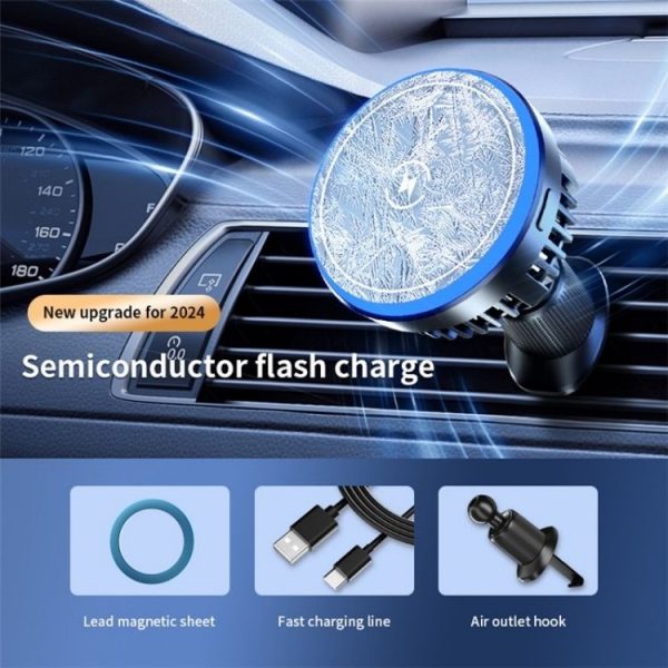 T2 Vehicle Air Vent Phone Charging Stand Magnetic Wireless Colorful Light Charger - Image 2