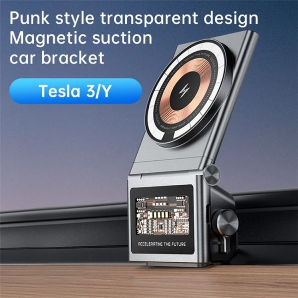 A7 Transparent Phone Charging Dock 15W Magnetic Wireless Charger for Tesla Model 3 / Y - Image 2