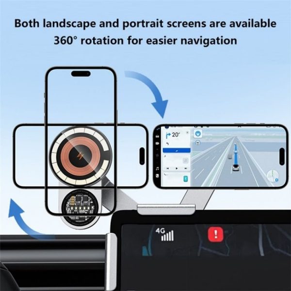 A8S 15W Wireless Charging New Energy Vehicle Navigation Bracket For Tesla Car Screen Base - Image 4