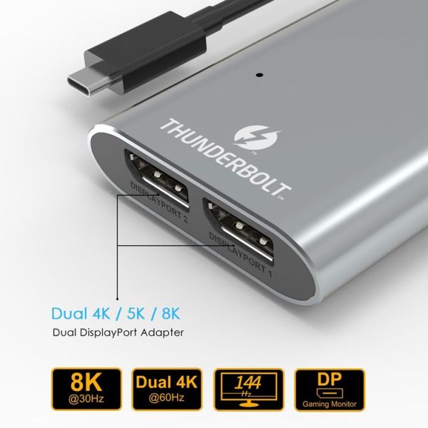 WAVLINK UTA21D DP 4K / 5K / 8K Video Thunderbolt 3 Type-C to Dual DisplayPort Adapter - Image 8
