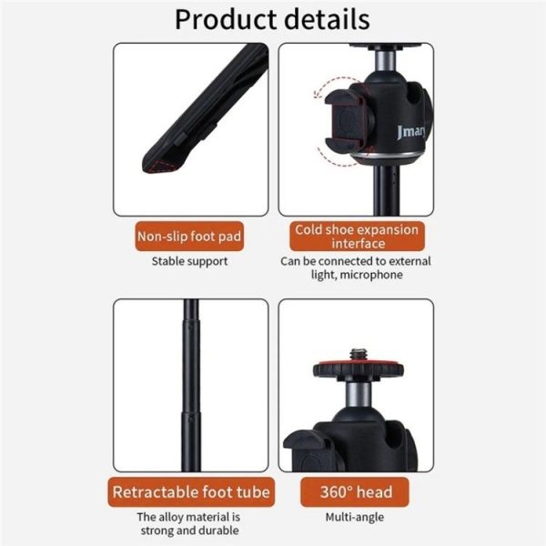 JMARY MT-29 Mini Extendable Live Streaming Desktop Tripod Selfie Stick Camera Phone Holder - Image 5