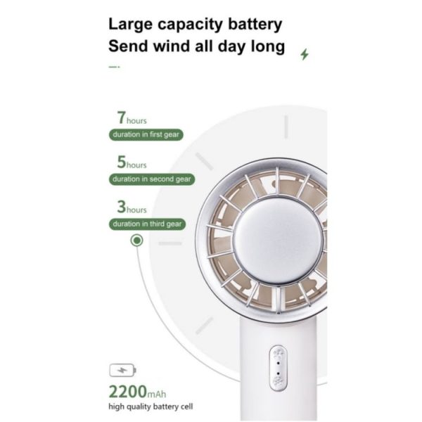 WX-633 Summer Handheld Fan 3 Speeds Semiconductor Cold Compress Desk Fan (White) - Image 7