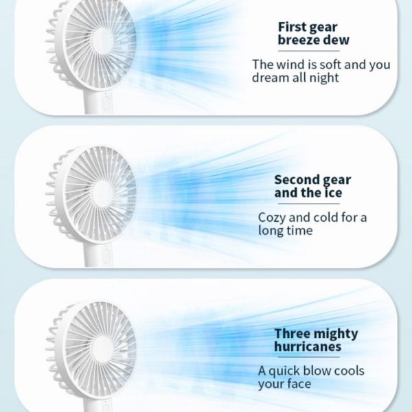 F35 With Hanging Hole Rechargeable Cooling Fan Powerful Handheld Fan 1200mAh Desk Fan (Baby Blue) - Image 4