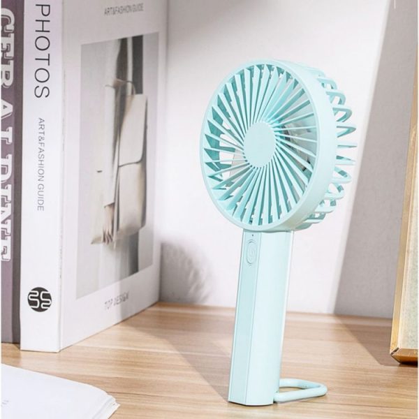 F35 With Hanging Hole Rechargeable Cooling Fan Powerful Handheld Fan 1200mAh Desk Fan (Baby Blue) - Image 6