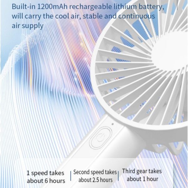 F35 With Hanging Hole Rechargeable Cooling Fan Powerful Handheld Fan 1200mAh Desk Fan (Baby Blue) - Image 7