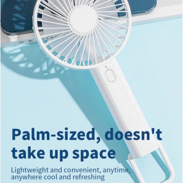 F35 With Hanging Hole Rechargeable Cooling Fan Powerful Handheld Fan 1200mAh Desk Fan (Baby Blue) - Image 8