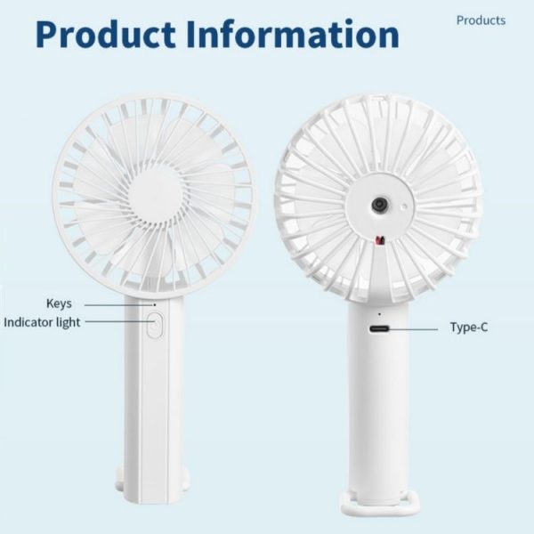 F35 With Hanging Hole Rechargeable Cooling Fan Powerful Handheld Fan 1200mAh Desk Fan (Baby Blue) - Image 9