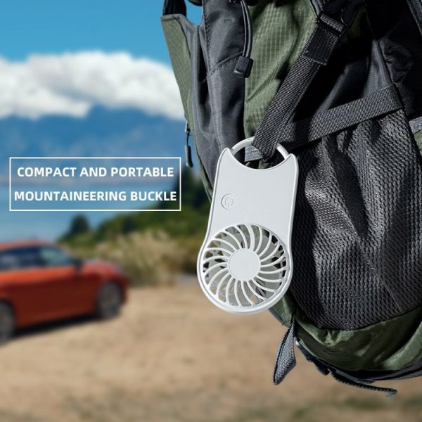 F12 3 Wind Speed Outdoor Summer Cooling Fan Hanging Buckle Mini Handheld Fan (Black) - Image 3