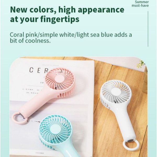 S13 Portable Summer Cooling Fan Hanging Buckle Mini 3 Wind Speed Handheld Fan (Baby Blue) - Image 10
