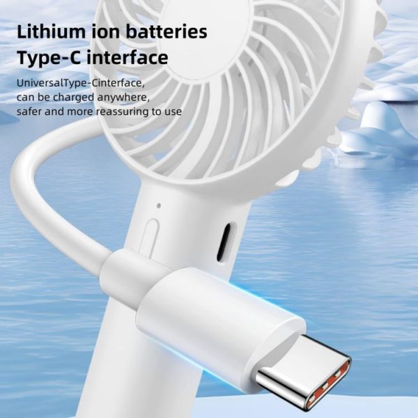 S3 3 Speed Low Noise Hanging Hole Desk Fan Portable Rechargeable Handheld Cooling Fan (White) - Image 6