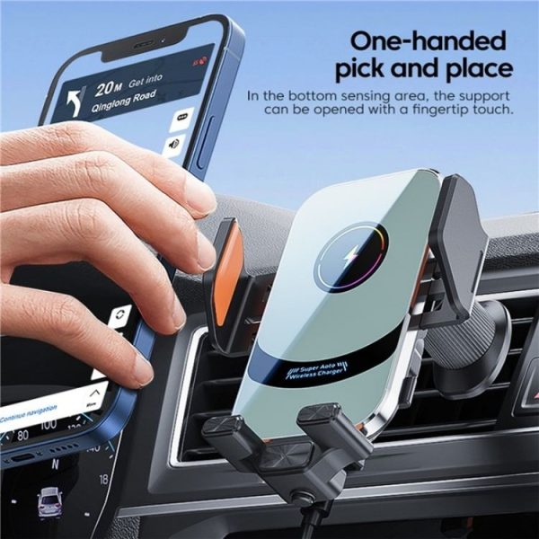 X16 Car Smart Sensor Phone Holder Magnetic Phone Mount Automatic Wireless Charger (Tarnish) - Image 3