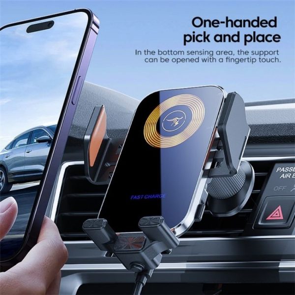 X15 Wireless Charger Mobile Phone Bracket Car Air Vent Cell Phone Mount Holder (Silver) - Image 3