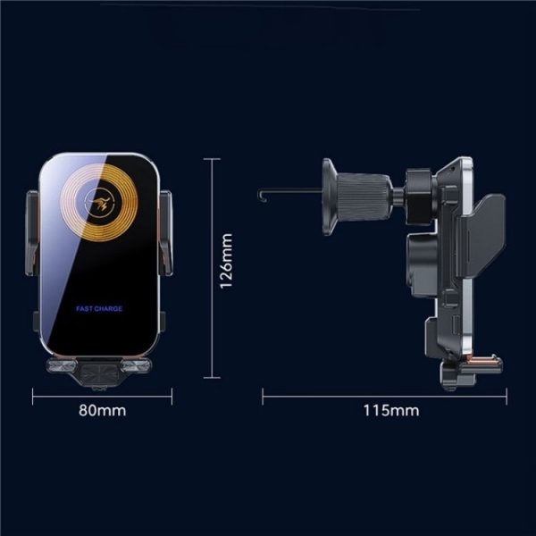 X15 Wireless Charger Mobile Phone Bracket Car Air Vent Cell Phone Mount Holder (Silver) - Image 7
