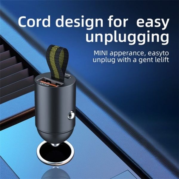 A1 QC 3.0+PD 30W Dual Car Charger Hidden Car Cigarette Lighter Phone Fast Charging Adapter - Image 4