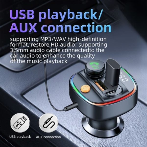 C4S Digital Display Car PD 30W+QC 3.0 Car Charger Audio MP3 Player FM Transmitter - Image 5