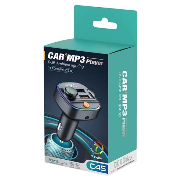 C4S Digital Display Car PD 30W+QC 3.0 Car Charger Audio MP3 Player FM Transmitter - Image 7