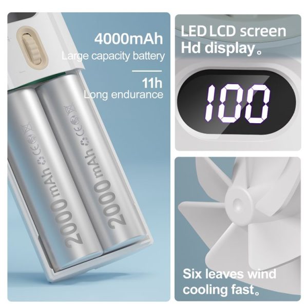 FC1 100 Wind Speed Levels Summer Cooler Desktop Fan Turbine Handheld Fan (Black) - Image 4