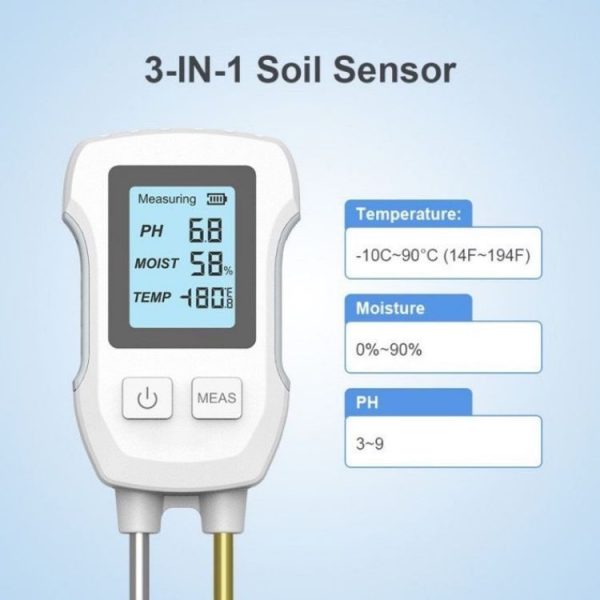3 in 1 Digital Display Soil Detector, Soil Moisture, Temperature, PH - Image 3
