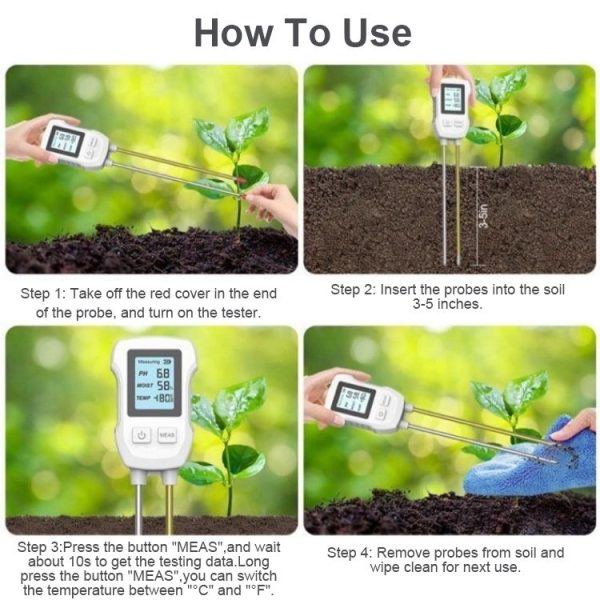 3 in 1 Digital Display Soil Detector, Soil Moisture, Temperature, PH - Image 5