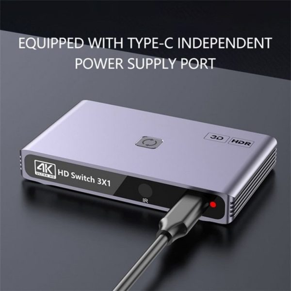 Q301 4K / 60hz HD Video Aluminum Alloy Adapter 3 Input 1 Output HDMI Switcher - Image 3
