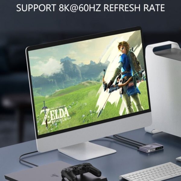 Q802 Aluminum Alloy 8K HD Video Splitter HDR 2 in 1 Out Mirror Screens Video Transfer Adapter - Image 7