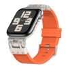 Apple Watch SE 2023 44mm Metal Mecha Plaid Silicone Watch Band (Orange)