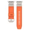 Apple Watch SE 2023 44mm Metal Mecha Plaid Silicone Watch Band (Orange) - Image 2