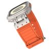 Apple Watch SE 2023 44mm Metal Mecha Plaid Silicone Watch Band (Orange) - Image 3