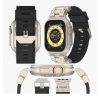 Apple Watch SE 2023 44mm Metal Mecha Plaid Silicone Watch Band (Orange) - Image 8