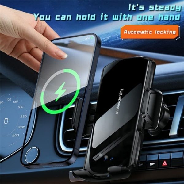 SD10 Wireless Charging Car Air Vent Car Mount Smart Sensor Phone Holder Charger - Image 3