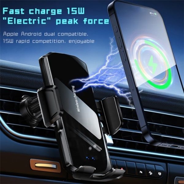 SD10 Wireless Charging Car Air Vent Car Mount Smart Sensor Phone Holder Charger - Image 4
