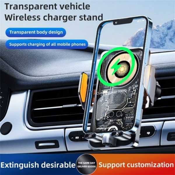C1 Car Wireless 66W Fast Charger Phone Holder Infrared Sensor Punk Style (Black) - Image 2