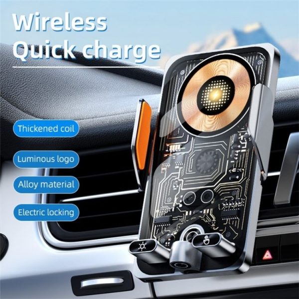 C1 Car Wireless 66W Fast Charger Phone Holder Infrared Sensor Punk Style (Black) - Image 3