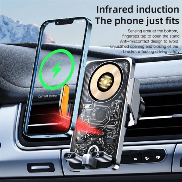 C1 Car Wireless 66W Fast Charger Phone Holder Infrared Sensor Punk Style (Black) - Image 6