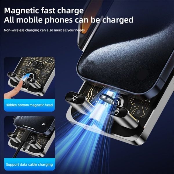 C1 Car Wireless 66W Fast Charger Phone Holder Infrared Sensor Punk Style (Black) - Image 7