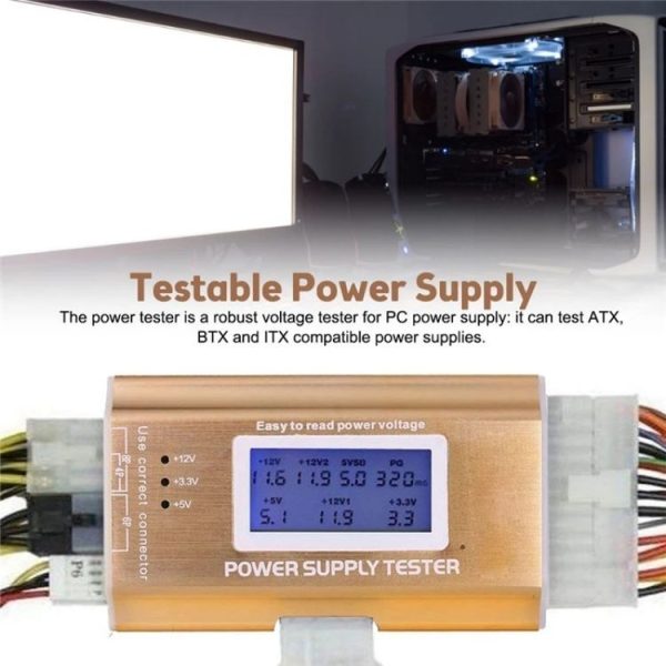YNS-05 Desktop Computer Power Testing Tool Aluminum Alloy LCD Display ATX Power Tester - Image 6