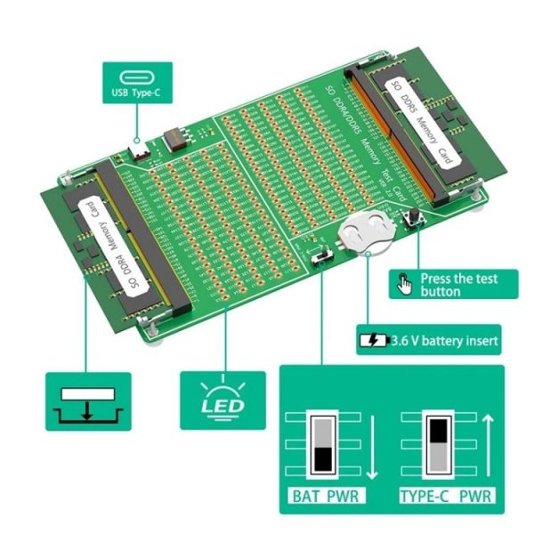 YNS-03 DDR4 / DDR5 2-in-1 Memory Tester Memory Test Card Notebook Memory Stick Tester - Image 2